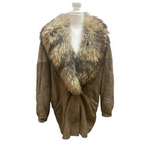 J. Percy For Marvin Richards Vintage Fur Color Brown Suede Jacket